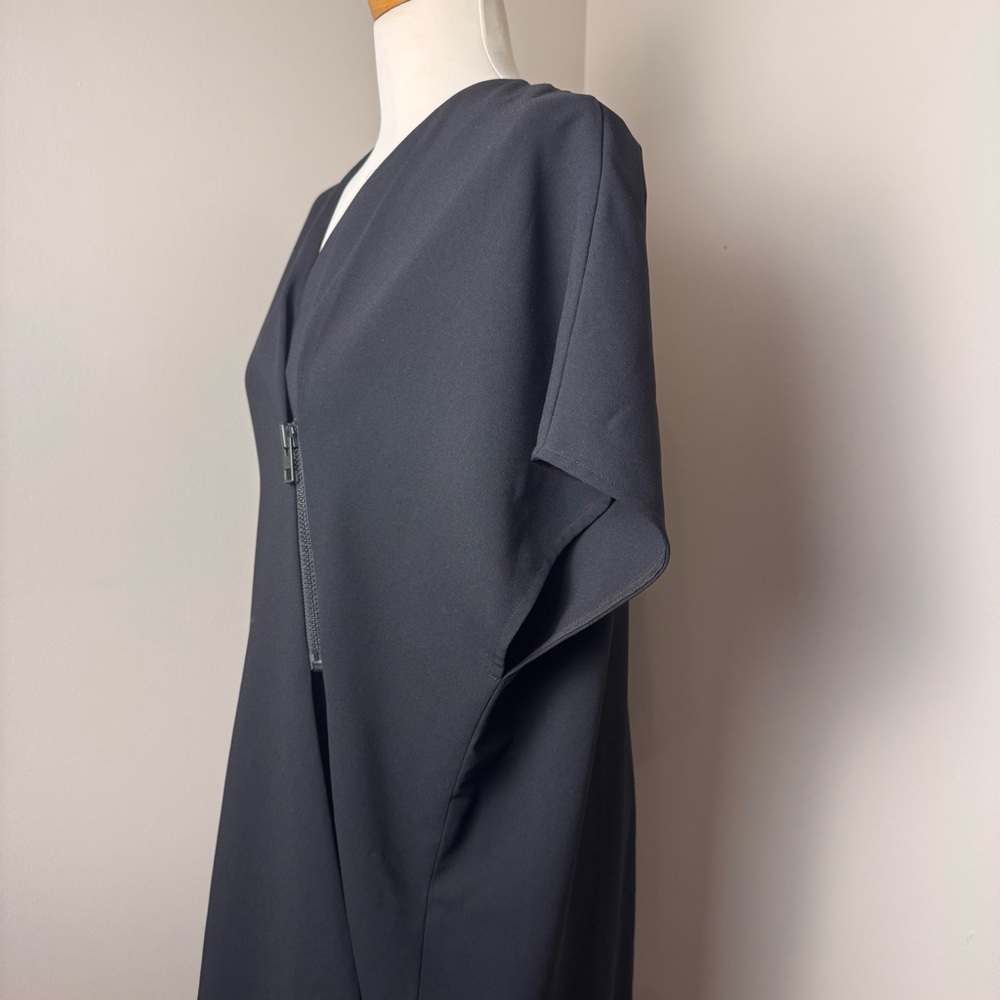ALL SAINTS Alvar Asymmetrical Sheath Midi Dress V-Neck BLACK / SIZE 4 - Picture 8 of 13